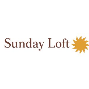 Logo that says "Sunday Loft" with Sun element